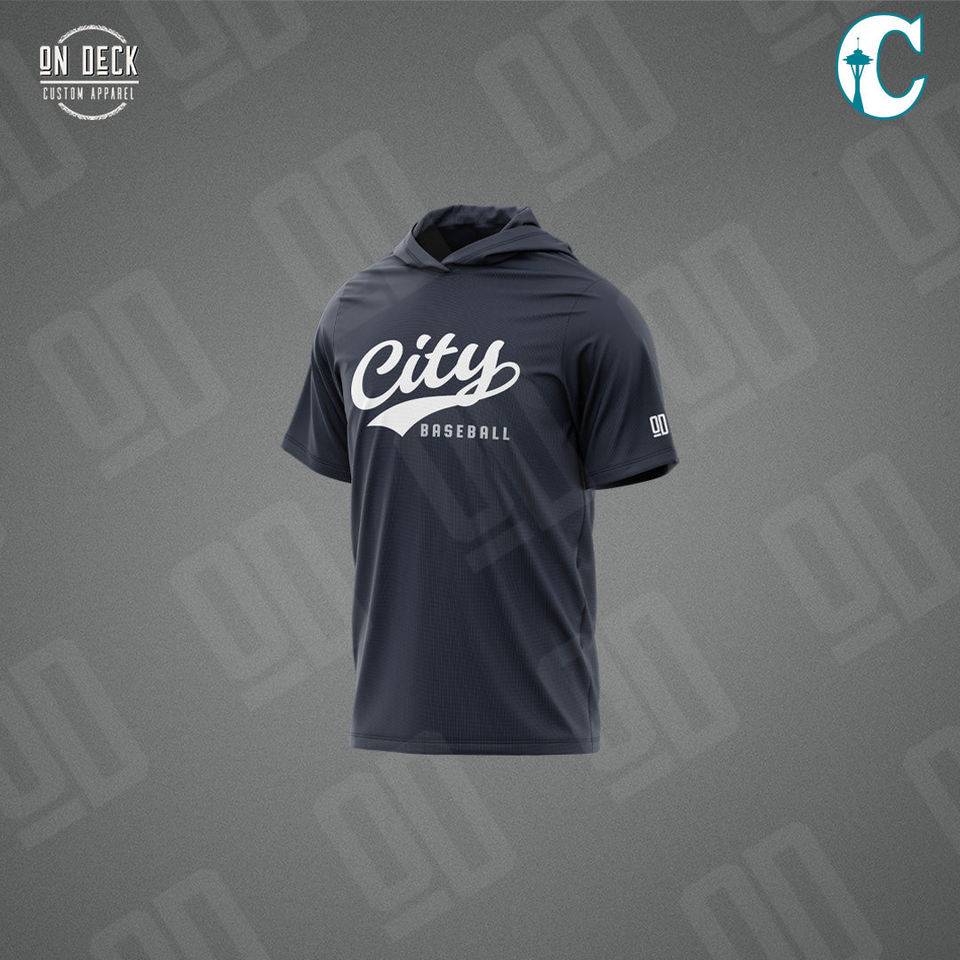 ADULT Ventura Soft Knit Short Sleeve Hoodie (Printed Logo)-Swoopy City Baseball